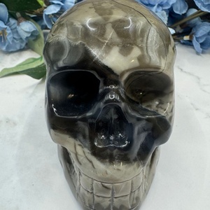 Calaveras de Cristal de Ágata Volcánica Natural al por Mayor, Talladas a Mano, Piedra Curativa, Figura de 6.5cm para Decoración del Hogar y Feng Shui - Product Image 2