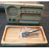Grand plateau roulant en bambou personnalisé avec brosse de nettoyage et petit outil de roulement