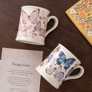 Retro <b>Butterfly</b> Ceramic <b>Mug</b> With Floral Design For Coffee Tea Gift 3604 - Product Image 3