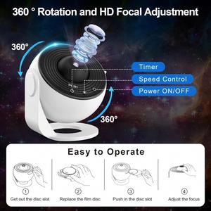 Projecteur LED rotatif à 360° Ciel Étoilé, Lampe Planétarium 13-en-1 (13 Films Spatiaux), Alimenté par Piles, Longueur Focale et Minuterie Réglables - Product Image 5