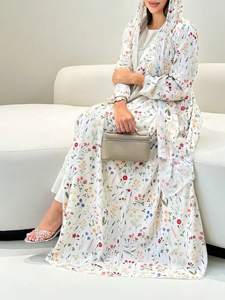 Fabricante de Abayas, Abaya Abierta con Pañuelo, Vestido Floral de Verano para Mujeres Musulmanas, Ropa Islámica, Vestido Largo - Product Image 4