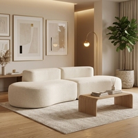 Ensemble de canapés d'angle modulaires modernes, forme semi-circulaire, design sans accoudoirs avec dossier divisé, revêtement en tissu, rembourrage en éponge, pour appartement et villa