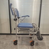 Chaise de toilette 4-en-1 en alliage d'aluminium, réglable et pliable, capacité de charge de 350 lb, fauteuil roulant de douche pour la douche et les toilettes