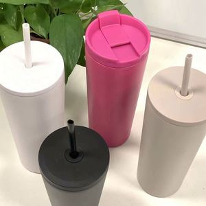 Bouteille d'eau sport isotherme en acier inoxydable à double paroi avec logo personnalisé, 16oz 20oz, avec paille pliable - Product Image 4