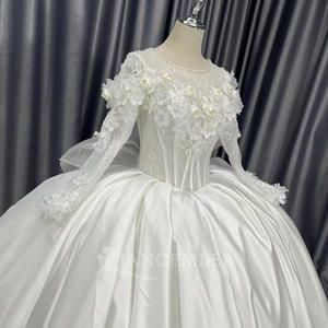 ชุดแต่งงานผ้าซาติน ชุดเจ้าสาวประดับดอกไม้ ชุดราตรีปักเลื่อมประดับลูกปัด ชุดงานเลี้ยงตอนเย็น ไนจีเรีย Lscm12 Jancember - Product Image 4