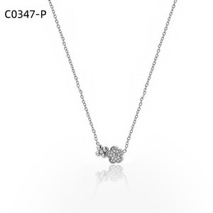 Amy Amy – collier avec pendentif en forme de fleur plaqué argent, zircone cubique, pour femmes, bijoux à porter au quotidien, cadeau - Product Image 1