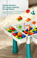 Table de construction multifonctionnelle avec 304 pièces, bureau de jeu et d'étude 2-en-1 avec rangement, compatible avec les grandes briques + 2 chaises