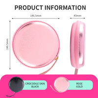 Entrepôt américain livraison directe forme ronde porte-monnaie étanche Mini portefeuille avec miroir Portable Led maquillage miroir sac