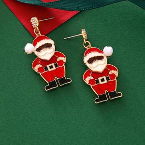 Pendientes de tuerca de aleación divertidos de gama alta populares para mujer, nuevos dibujos animados de Navidad, elementos de Papá Noel, diseño navideño transfronterizo - Product Image 4
