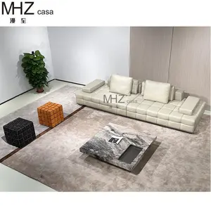 Sofa Modular baris lurus minimalis Italia Area penerimaan kantor Sofa kulit pembagi furnitur ruang tamu mewah