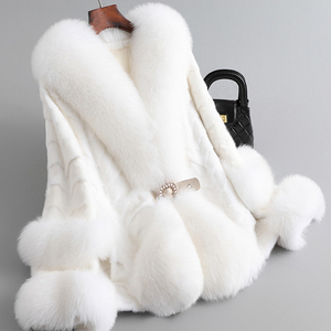 <span class=keywords><strong>Trench</strong></span> Invernale di Lusso da <span class=keywords><strong>Donna</strong></span> con Collo in Vera Pelliccia di Volpe e Visone Giacca Casual di Alta Gamma Importata con Fodera in Poliestere - Product Image 6