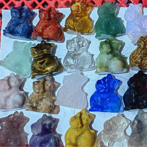 Novedades, Cristales de 35 mm, Artesanías Curativas, Tallado Natural, Cristal de Cuarzo Multicolor, Figura de Gatos Dobles para Decoración - Product Image 4