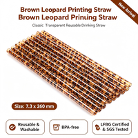 Accessoires de bar en plastique PP sans BPA, réutilisables, lavables, imprimés léopard marron classique, certifiés LFGB, écologiques, de la marque SIZZO
