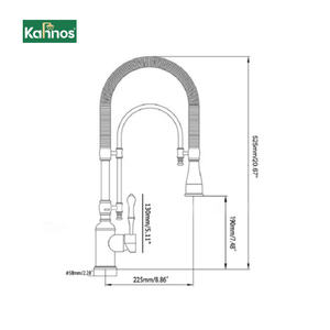 Robinet de cuisine moderne à poignée unique, style classique, avec douchette extractible, cartouche céramique, en laiton - Product Image 2