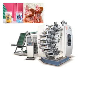 Alta velocidad 4-8 color tipo moderno plástico PP PET taza seca máquina de impresión offset con empacador automático