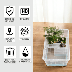 Caja de Plástico PP para Reptiles, Jaula de Alimentación Portátil, Terrario para Dragón Barbudo, Gecko Leopardo, Serpiente, Araña - Product Image 2