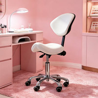 Tabouret de beauté Elite avec base en acier inoxydable, roulettes, pour technicien des cils, esthéticienne, mobilier de salon