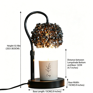 Modern Crystal Cone Flower Shade <b>Table</b> Lamp with <b>LED</b> Warm <b>Light</b> 2700K Wood Base E26 AC for Bedroom Decor - Product Image 2