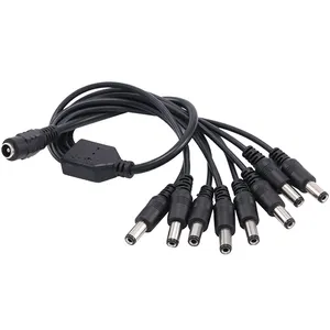 5.5 x 2.1 mm DC Power 1 Female to 2 3 4 5 8 Male Splitter Connector Plug Cable Black For CCTV Camera LED Strip Light