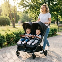 Poussette double pour bébés Abon de haute qualité, luxueuse, légère, pliable d'une seule main, avec cadre en alliage d'aluminium et tissu, 15 kg