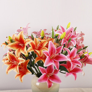 <b>Artificial</b> Lily Flower 9 Heads 56cm <b>Stem</b> High Simulation Plastic Vase Flowers For Wedding Home Decoration - Product Image 3