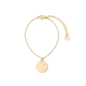 Bracelet en acier inoxydable avec pendentif pièce de monnaie dorée, chaîne ajustable, bijoux de mode pour femme - Product Image 2