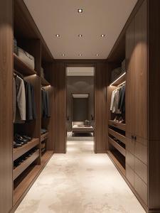 Balom Dressing Moderne Haut de Gamme en <span class=keywords><strong>Bois</strong></span> Foncé avec Portes Coulissantes et Aménagement Intérieur Personnalisable - Product Image 4