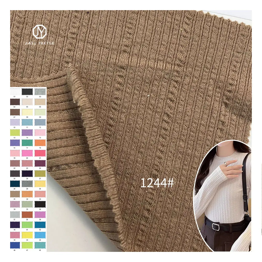 Pit garis gelembung kain bergaris dengan tekstur tidak beraturan kain berusuk bawah 250g pendek T rajutan 95 katun 5 kain spandeks