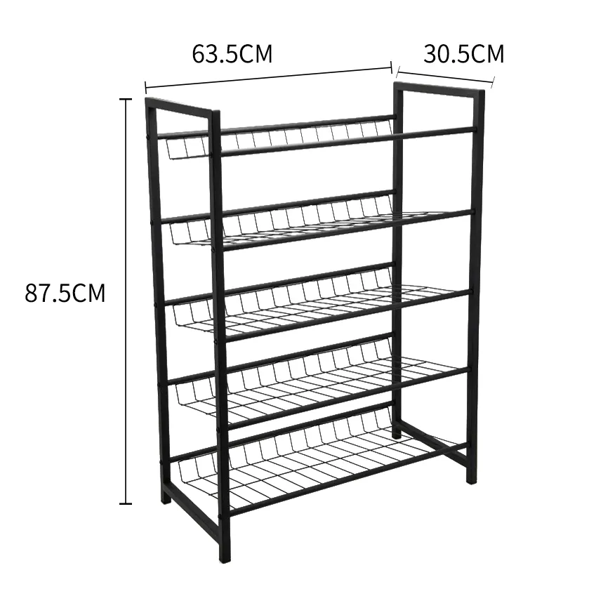Multi-Functional storage shelf Five layers Metal Iron Wire Shoe Rack to place shoes and books in Living Room or office