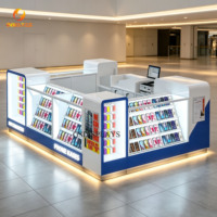 Mostrador de Exhibición de Teléfonos Móviles Personalizado de Fábrica, Kiosco de Reparación de Teléfonos con Iluminación LED para Centro Comercial