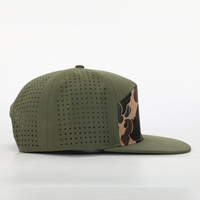 Logo personnalisé en gros 7 panneau imperméable chapeau Snap Back perforé plat camouflage profonde couronne Baseball Snapback casquettes chapeau Laser Cut chapeaux