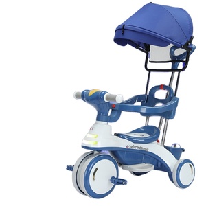 Bicicleta <span class=keywords><strong>triciclo</strong></span> para niños con luces y música Coche de bebé de 1 a 6 años Cochecito de bebé con paraguas de barandilla - Product Image 1