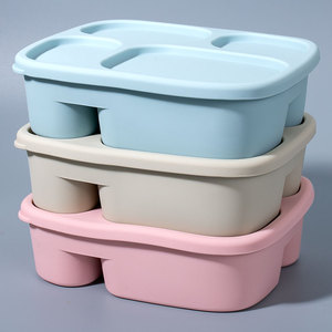 Customized <strong>Silicone</strong> 4 Compartment Bento <strong>Lunchbox</strong> for Kids LeakProof School Lunch Storage with Microwavable Lid - Product Image 3