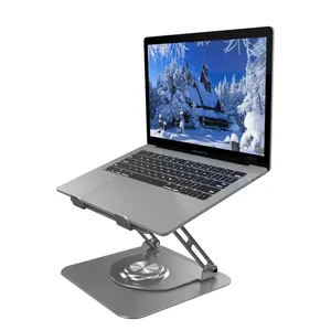 2024 Suporte Riser para laptop de mesa de alumínio com altura ajustável 360 Suporte giratório dobrável para laptop