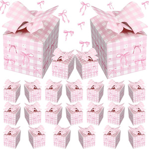 Damai màu hồng công chúa sinh nhật bên hộp quà tặng với Bow vuông kẹo trang trí Hộp quà tặng trong màu hồng cho bé gái bữa tiệc sinh nhật - Product Image 1