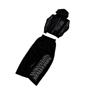 Conjunto de Sudadera con Capucha y Pantalones Deportivos Negros para Hombre, con Estampado de Letras, Estilo Urbano, para Otoño - Product Image 1