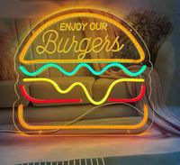 Letreros LED de Neón Atractivos para Restaurantes, Oficinas y Empresas, Iluminación Decorativa con Control Táctil, Forma de Hamburguesa, Incluye Ejemplo
