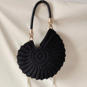 Borsa di Lusso all'<span class=keywords><strong>Uncinetto</strong></span> Fatta a Mano da Donna a Conchiglia di Mare Borsa a <span class=keywords><strong>Tracolla</strong></span> Messenger con Squisita Catena di Perle Borse alla Moda - Product Image 4