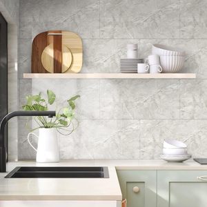 White Marble Peel and <b>Stick</b> <b>Wall</b> <b>Tiles</b> 10 Pack PVC Foam Panels 60x30cm Waterproof Backsplash for <b>Kitchen</b> Bathroom RV Home Decor - Product Image 6