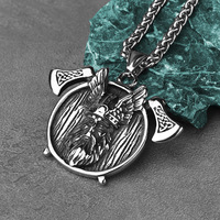 Pendentif Hache Double Viking Acier Titane Collier Homme Inoxydable Nordique Bijoux Gros Fournisseur Design Personnalisable