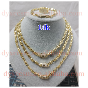 ゴールドチェーンNecklace14kゴールドチェーンゴールドキューバマイアミジュエリー6mmモナコチェーンユニセックス14K金メッキ豚の鼻チェーン - Product Image 6