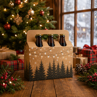 Porte-bouteilles et porte-canettes en carton recyclé, thème Noël, écologiques, 4/6 packs, portables