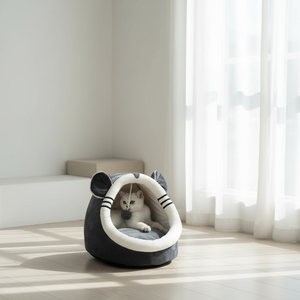 Lit pour chat en gros, motif uni mignon, chaud et doux pour petits animaux, <span class=keywords><strong>grotte</strong></span> pour chat avec jouet - Product Image 3