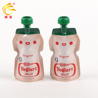 Sachet d'emballage souple avec bec verseur en plastique laminé, aluminium, PET/NY/CPE, résistant à l'humidité, pour yaourt, gelée, jus de fruits, imprimé par gravure