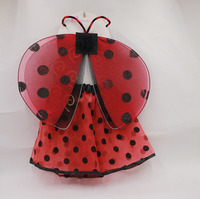 Ensemble deux pièces de performance carnavaline Coccinelle pour enfants, pour spectacle de ballet des filles, avec ailes de coccinelle et jupe en tulle