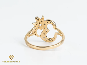 Elegante anillo Om con diamante creado en laboratorio, oro de 14K, joyería espiritual hecha a mano, diseño religioso Om, regalo de yoga para ella. - Product Image 5
