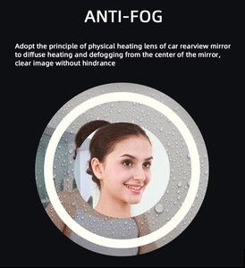 Espejo de Maquillaje LED de Estilo Moderno Personalizado, Espejos Redondos para <span class=keywords><strong>Baño</strong></span>, Espejo Inteligente con Pantalla Táctil Montado en la Pared - Product Image 3