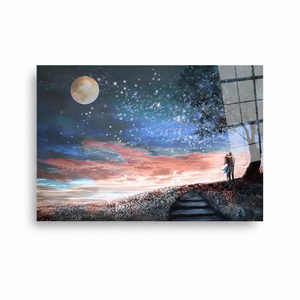 Couple Under <b>Stars</b> Landscape Tempered Glass Wall Art - Printed Canvas,TEMPERED GLASS ART - Product Image 2