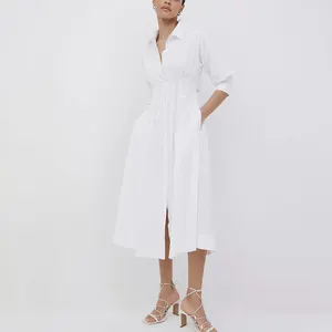 High Quality Mid Length Simple Designs White T Shirt Dress For Women White One Pic T Shirt Dress For Women