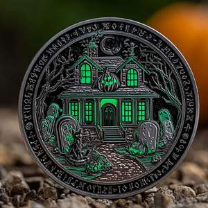 Casa <span class=keywords><strong>de</strong></span> bruja moneda conmemorativa Aleación <span class=keywords><strong>de</strong></span> Halloween artesanía coleccionable recuerdo regalo moneda Venta caliente - Product Image 1